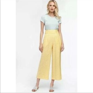 Capulet Lucy Lemon Drop Plaid Wide Leg Pants NWT S